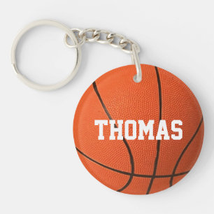 Porte-clefs Basket-ball réaliste cool avec le nom Monogram