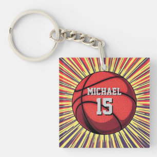 Porte-clefs Basket-ball Votre nom Pop Art