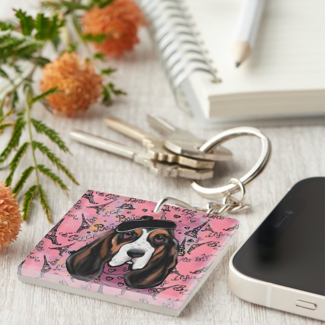 Porte-clefs Basset Hound (Devant Droit)