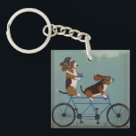 Porte-clefs Basset Hound Tandem<br><div class="desc">Basset Hound Tandem par Fabfunky. Comprend des basset hounds chevauchant un vélo dans un style fantasque et steampunk. | 192024D</div>