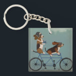 Porte-clefs Basset Hound Tandem<br><div class="desc">Basset Hound Tandem par Fabfunky. Comprend des basset hounds chevauchant un vélo dans un style fantasque et steampunk. | 192024D</div>