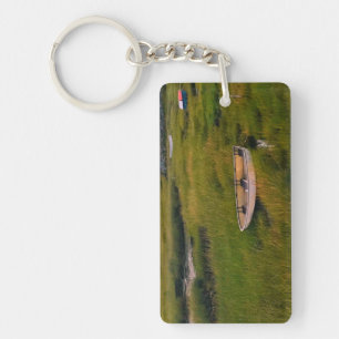 Porte-clefs Bateau à rames dans paysage herbeux Photo Acryliqu