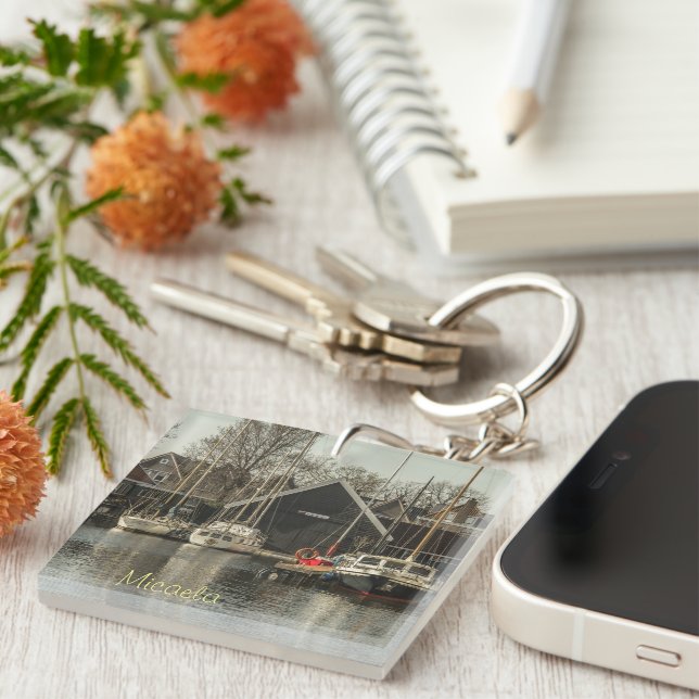 Porte-clefs Bateaux multilingues personnalisés (Devant Droit)