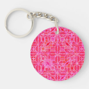 Porte-clefs Batik Tribal - nuances de rose fuchsia