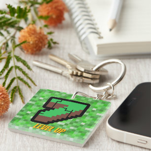 Porte-clefs Bâtiment Pixelated Gamer Vert Level Up 7