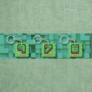 Porte-clefs Bâtiment Pixelated Gamer Vert Level Up 9