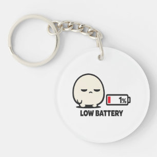 Porte-clefs Batterie faible 1% - Minimaliste Personnage Mignon