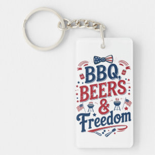Porte-clefs BBQ, Bières et Liberté – Rétro 4 juillet Vibes