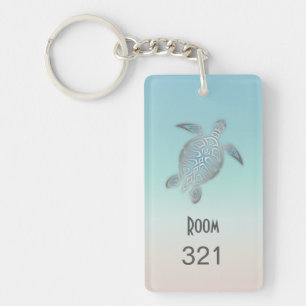 Porte-clefs Beach Hotel Silver Sea Turtle Coastal Personnalisa