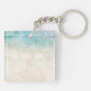Porte-clefs Beach House Keys Nom de famille Aquarelle Souvenir