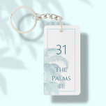 Porte-clefs Beach Palm Hotel Numéro de chambre Porte - clé<br><div class="desc">Elégant design de style plage tropicale avec un palmier bleu. Facile à customiser.</div>