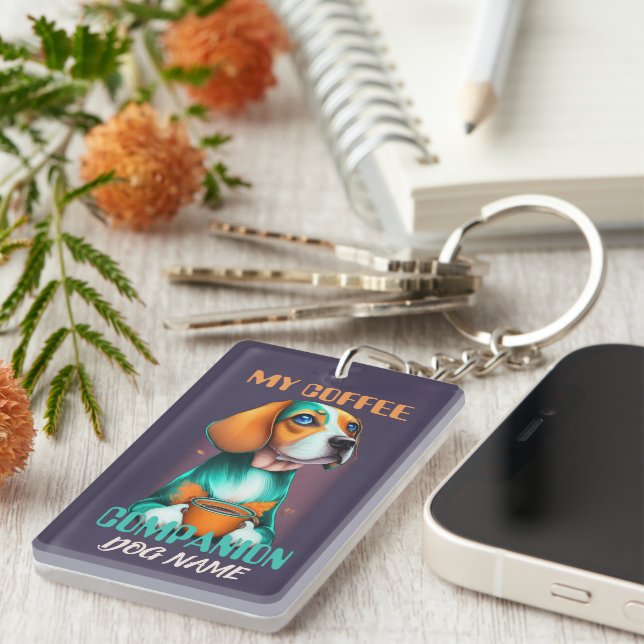 Porte-clefs Beagle compagnon de café amusant propriétaire Beag (Devant droit)
