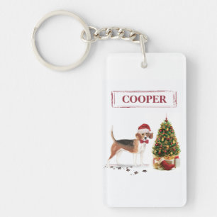Porte-clefs Beagle drôle Chien de Noël avec arbre