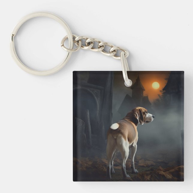 Porte-clefs Beagle Halloween effrayant (Devant)
