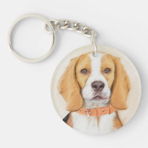 Porte-clefs Beagle Hound Dog Peinture Animal Art original