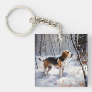 Porte-clefs Beagle Laisser Neige Noël
