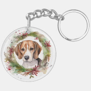 Porte-clefs Beagle Noël Wreath Festive Pup