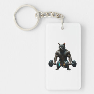 Porte-clefs Beast Mode Muscular Gym Cat