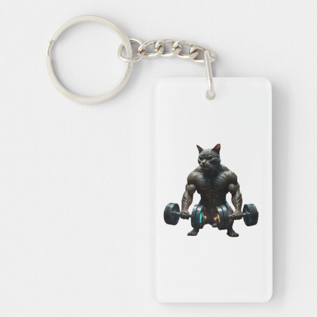 Porte-clefs Beast Mode Muscular Gym Cat (Devant)