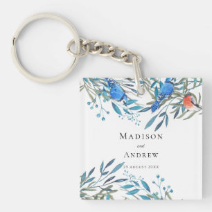 Porte-clefs Beau Aquarelle Oiseaux et Merci de feuillage