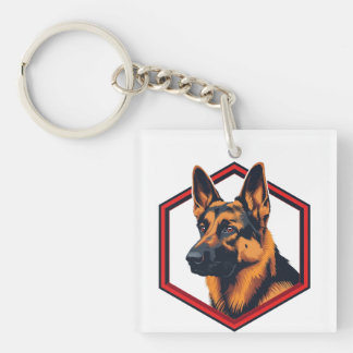 Porte-clefs Beau Berger Allemand Dans Un Cadre À Six Côtés