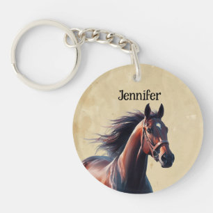 Porte-clefs Beau Cheval Brown Nom personnalisé
