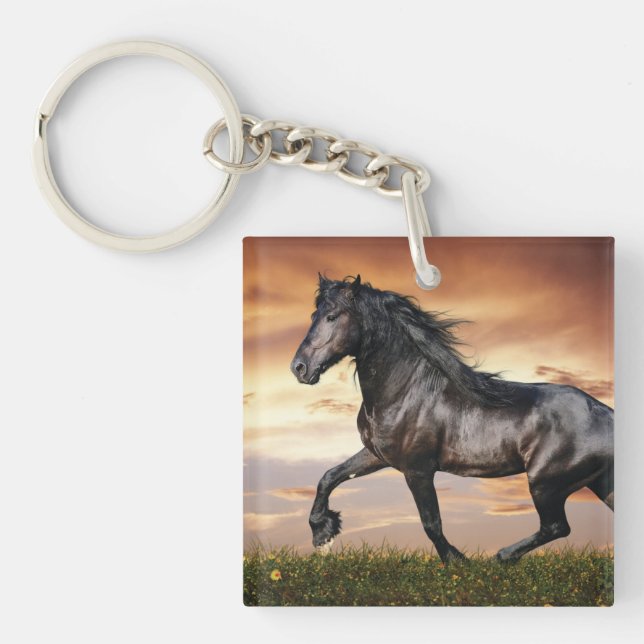 Porte-clefs Beau Cheval Noir (Devant)