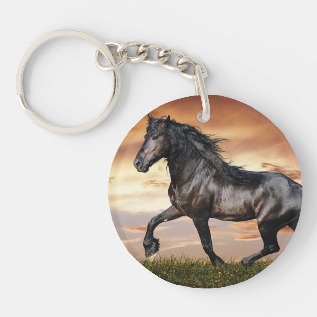 Porte-clefs Beau Cheval Noir (Devant)