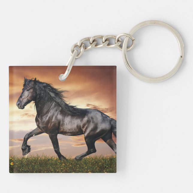 Porte-clefs Beau Cheval Noir (Dos)