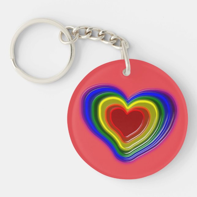 Porte-clefs beau coeur arc-en-ciel (Devant)