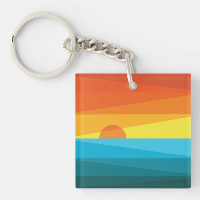 Porte-clefs Beau coucher de soleil et vagues de mer (Devant)