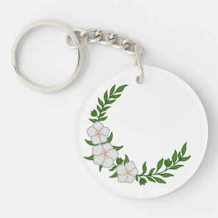 Porte-clefs Beau Croissant de Couronne de fleurs blanches