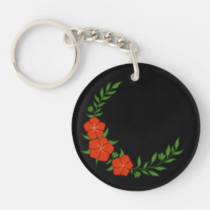 Porte-clefs Beau Croissant de Couronne de fleurs rouges