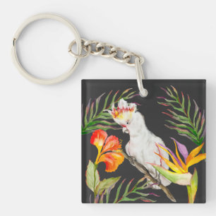 Porte-clefs Beau dessin à la main de perroquet de cockatoo aqu