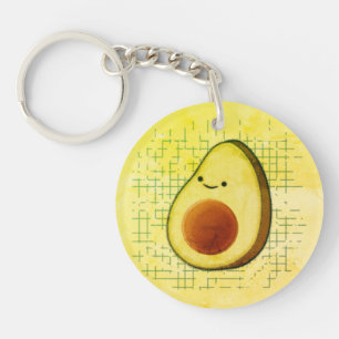 Porte-clefs Beau Dessin Avocado Sur Un Arrière - plan Distress