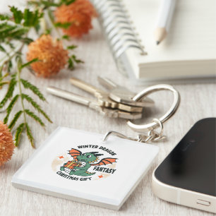 Porte-clefs Beau Dragon d'hiver avec Imaginaire cadeau Noël