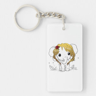 Porte-clefs Beau éléphant femelle aux cheveux jaunes