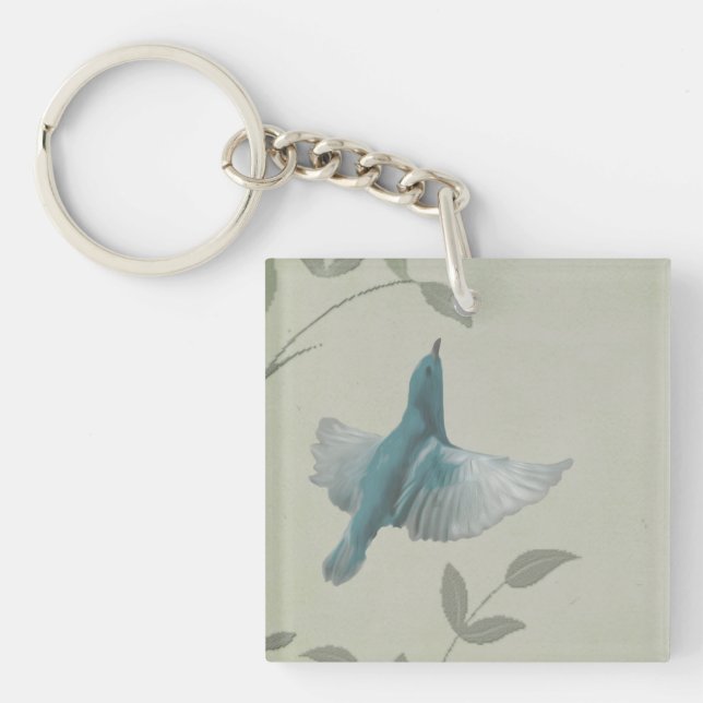 Porte-clefs Beau Oiseau Bleu (Devant)