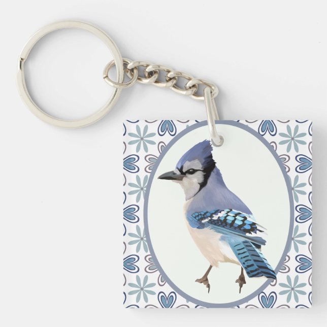 Porte-clefs Beau oiseau bleu Jay (Devant)