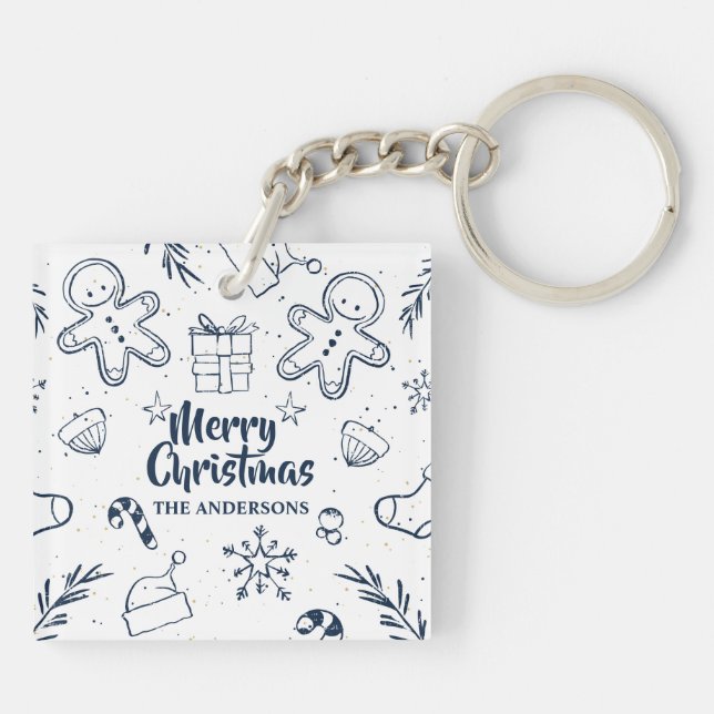 Porte-clefs Beau porte - clé personnalisé de croquis de Noël (Dos)