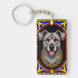 Porte-clefs Beau portrait de chien dans une œuvre d'art en ver
