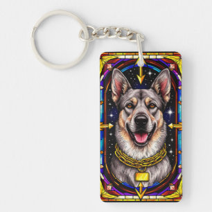 Porte-clefs Beau portrait de chien dans une œuvre d'art en ver