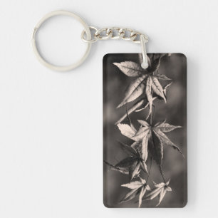 Porte-clefs Beau Portrait japonais Feuille d'érable Sepia