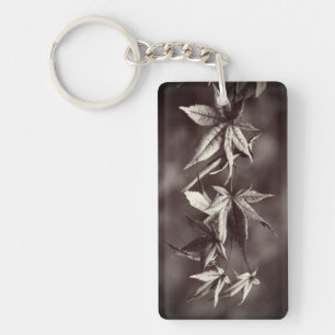 Porte-clefs Beau Portrait japonais Feuille d'érable Sepia