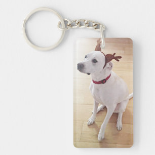 Porte-clefs Beau renne blanc Chien Chien Chien Chien Chien Noi