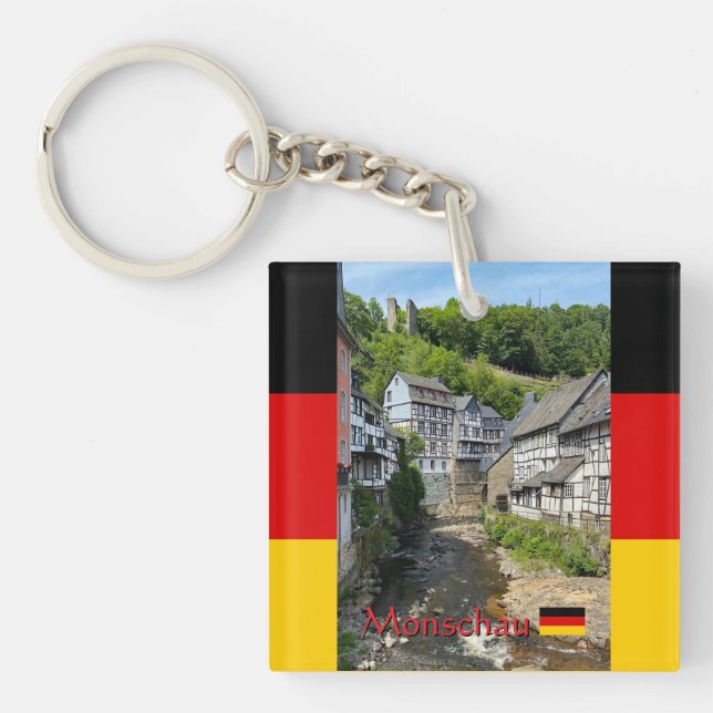 Porte-clefs Beau village allemand Monschau en été (Devant)