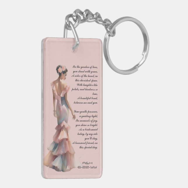 Porte-clefs Beautiful Bridesmaid Dusty Pink Dedicated Ode  (Dos gauche)