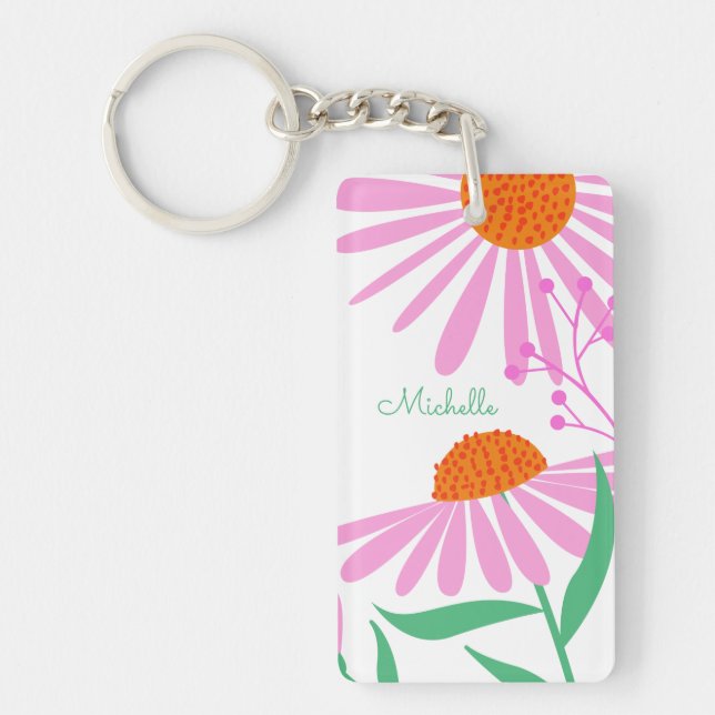 Porte-clefs Beautiful Daisies nom personnalisé porte - clé (Devant)