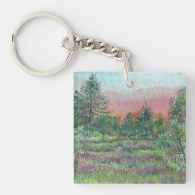 Porte-clefs Beaux arbres Ciel rose (Devant)