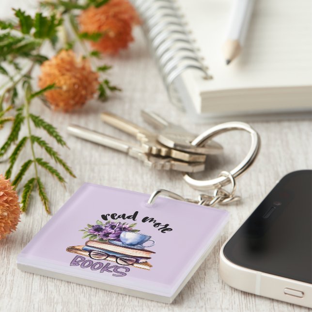Porte-clefs Beaux livres de lecture mot art (Devant Droit)